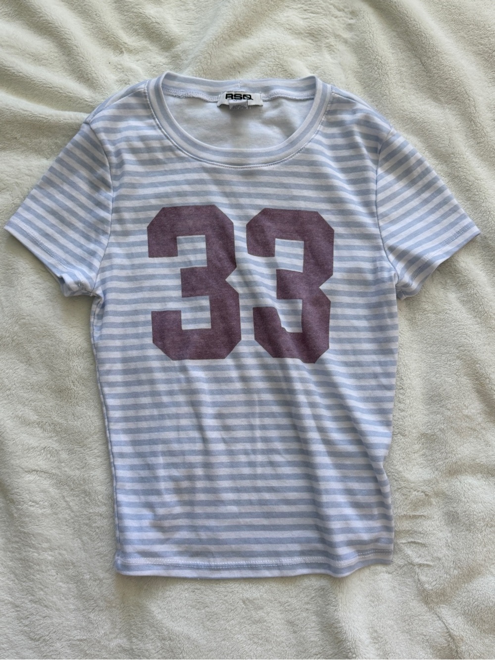 Womens Small RSQ Light Blue & White Striped Tee Never Worn